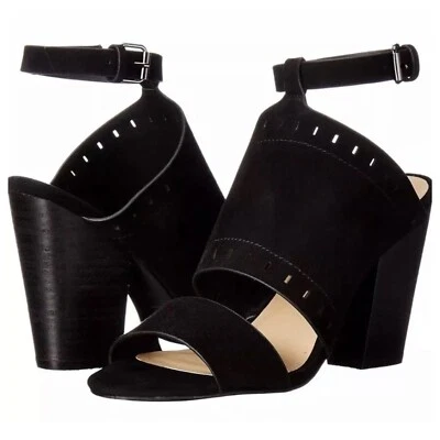 Nuevo Joe's Jeans Christie Negro Gamuza Tacón Punta Abierta Sandalias Bombas Para Mujer 8.5 Foto 1 de 4