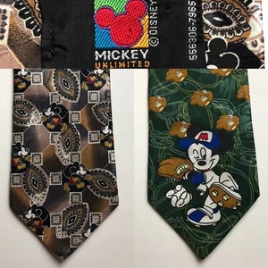 Mickey Unlimited Disney Ties (Lot of 2) Classic Mickey, Baseball Mickey Mouse - Picture 1 of 12