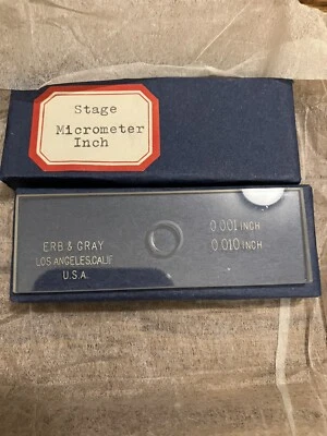 Редкий/винтажный микроскоп микрометр дюйм масштаб измерительный слайд! От Erb&Gray! США - Изображение 1 из 4