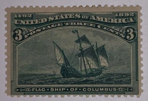 Travelstamps: 1893 US Stamps Scott#232, Flagship of Columbus MInt, MLHOG - Picture 1 of 6