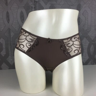 ALEGRO Grey Taupe Embroidered Sheer Hipster Brief Panty Lingerie - 9035C - Image 1 of 4