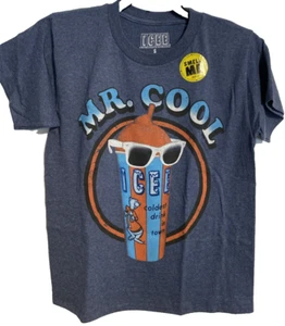 Boys Novelty Mr Cool Icee Blue Heather Graphic T-Shirt Size S(7/8) Short Sleeves - Picture 1 of 10