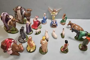 Vintage Holland Mold Ceramic Nativity Set 20pc Hand Painted Glaze Christmas - Picture 1 of 16