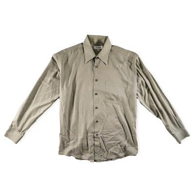 Camisa para hombre YSL Yves Saint Laurent manga larga con botones gris talla 16 Foto 1 de 4