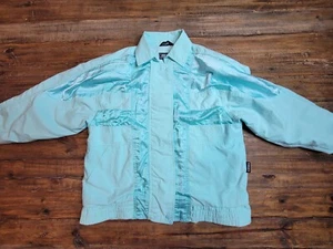 Vintage 1990s IZZI Womens Medium Lightweight Jacket Coat Windbreaker Turquoise - Picture 1 of 9
