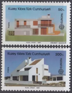 TURKEY CYPRUS Sc #204-5 CPL MNH SET DE 2 - EUROPA 1987, ARQUITECTURA - Imagen 1 de 1