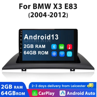 For BMW X3 E83 2004-2012 Android 13 Car Stereo Radio GPS Sat Nav CarPlay BT DAB+ - Image 1 of 4