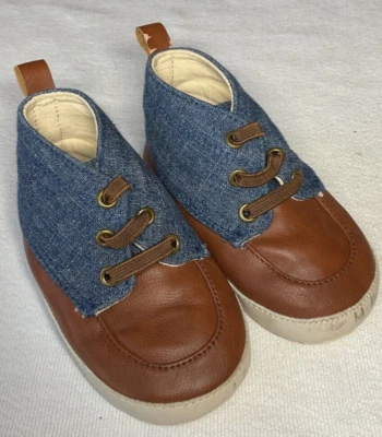 BABY GAP Niño Pequeño Niño Marrón DENIM Zapatos 12-18 Meses Usados en Excelente Condición Foto 1 de 4