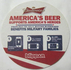 BUDWEISER, AMERICA'S BEER SUPPORTS AMERICA'S HEROES Beer COASTER, Mat, MISSOURI - Picture 1 of 2