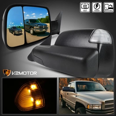 Fits 1998-2001 Ram 1500 1998-2002 2500 3500 Power Heated Tow Mirrors+LED Signal Foto 1 de 4