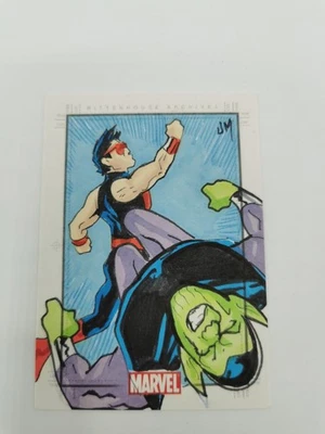 Marvel Heroes & Villains Sketch Card Wonder Man V Skrull 1/1 - Jake Minor - Image 1 of 4