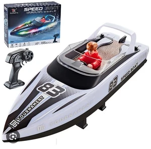 Barco de alta velocidad LED RC de 2,4 GHz con control remoto barco eléctrico juguetes barcos de carreras nuevo - Imagen 1 de 5