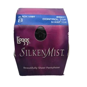 L’eggs Vtg 2010 Pantyhose Silken Mist Control Top Sheer Toe Black Mist B - Picture 1 of 9