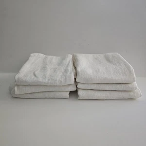 Vintage Set of 6 White Cream Damask Dinner Napkins Medium 19x17.5" - Picture 1 of 8