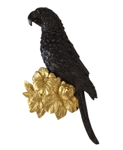 Wand Deko Figur Dekoobjekt Wanddekoration Wanddeko Wandfigur Papagei schwarz Ara - Bild 1 von 2