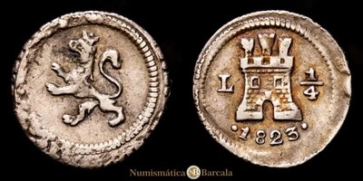  Fernando VII 1/4 Real (0,88g) 1823 Lima Aureo y Calicó-273 MBC+ Foto 1 de 3