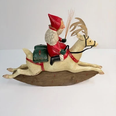 VTG Leo Smith Gnome Santa Riding White Reindeer 17-1/2" - Image 1 of 4