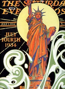 Saturday Evening Post Leyendecker Cover Jc Magazine Statue Liberty Art Deco July - Picture 1 of 7