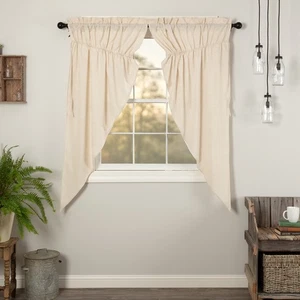 Farmhouse 63"x36"x18" Prairie Panel Pair Creme Rod Window Curtains VHC Brands - Picture 1 of 8