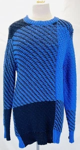 RAG & BONE Blue & Black Crewneck Pullover Sweater Women Fashion SZ M - Picture 1 of 4
