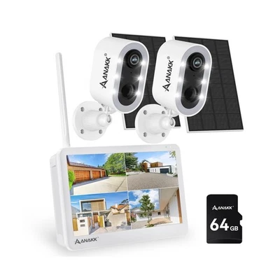 4MP Wireless Security Camera System with 10" LCD Monitor & 64G Card, Outdoor/... - Image 1 of 4