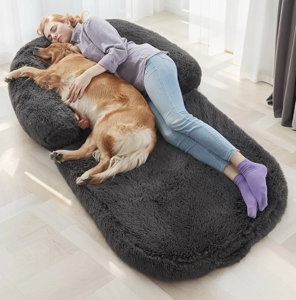 Cama para perro humano para adulto, cama plegable 2 en 1 para mascotas gigante Foto 1 de 4
