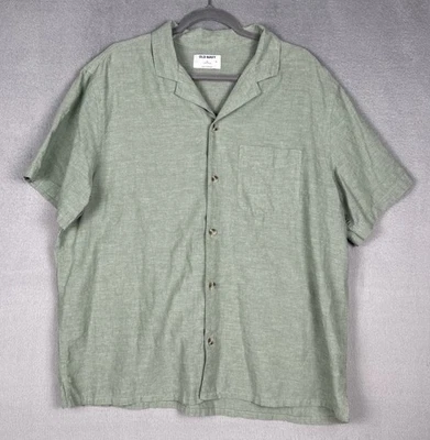 Old Navy Abotonable Informal Mezcla de Lino Verde Manga Corta Para Hombre XL Calce Regular Foto 1 de 4