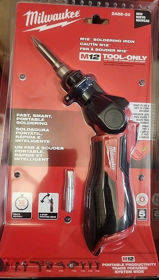 Soldador inalámbrico Milwaukee M12 12 voltios de iones de litio 2488-20 (solo herramienta) Foto 1 de 1