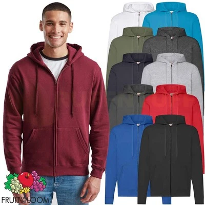 Fruit of the Loom Classic Hoodie Mens Full Zip Hooded Sweatshirt Casual Hoody - Image 1 of 4