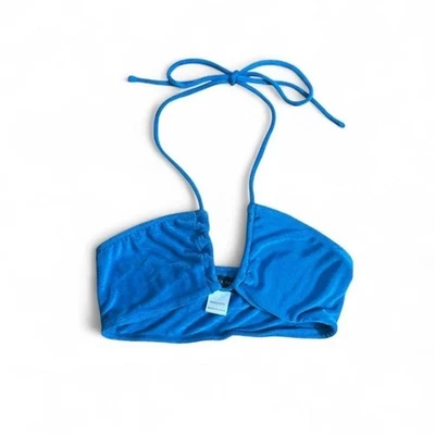 White Fox Boutique Set The Mood Crop Women's Size Small NWT Blue Bikini Halter - Image 1 of 4