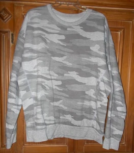 REFLEX WOMENS SIZE XL GRAY CAMOUFLAGE FLEECE SWEATSHIRT LONG SLEEVE CREW NECK - Picture 1 of 2