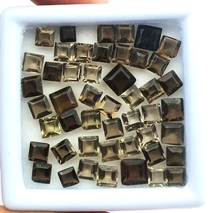 Natural Smoky Quartz Square Cut Loose Gemstone Lot 166 Pcs 4-5 MM 59 CT - Picture 1 of 5
