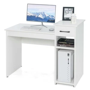 Home Office Gaming Study Desk Compact Computer Desk With 2 Tier Storage Shelf - Picture 1 of 10