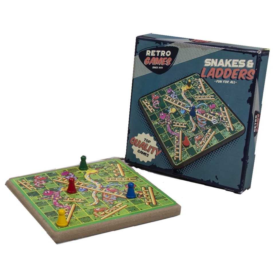 Retro Wooden Snakes & Ladders Board Game - Image 1 of 1