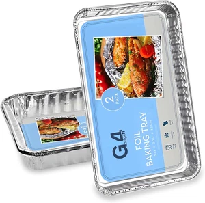 Pack of 2 Large Aluminium Foil Trays 32X20X3.2Cm - Ideal for BBQ, Cook - Picture 1 of 12