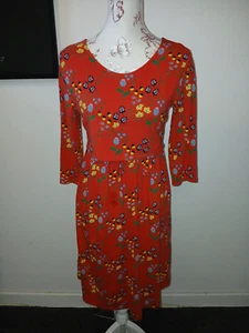 Frugi Bloom Organic Cotton Red Bold floral Maternity/Nursing Dress Small VGC - Picture 1 of 7