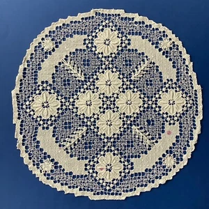 Centrino vintage rotondo in filet modano 35 cm cotone bianco - Foto 1 di 11
