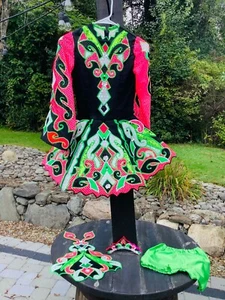 Stunning Irish Dance Solo Dress Colors: Black, Pink, Green & White - Picture 1 of 7