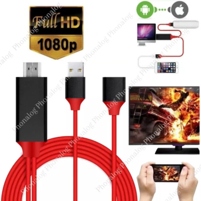1080P HDMI Cable Phone to TV HDTV AV Adapter Universal For iPhone Android Type C - Image 1 of 4