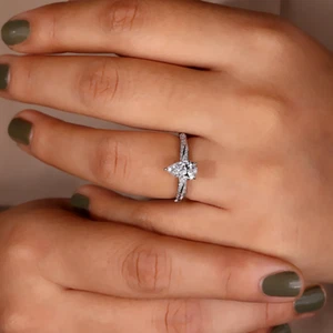 Lab Grown IGI Certified Pear Cut Diamond Engagement Ring 1.70 Ct 950 Platinum - Picture 1 of 15