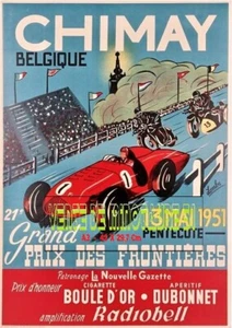 GP auto moto de Chimay - Belgique - 1951 - A3 plastifié - Foto 1 di 24