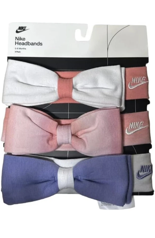 Nike Newborn Baby Girls Bow Headbands 3-Pack Set One Size
