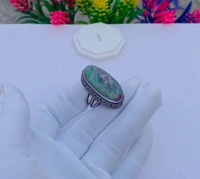 Anillo de rubí natural, anillo enchapado en astilla, anillo de piedras preciosas, anillo de rubí joyería Foto 1 de 3