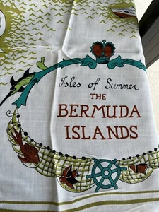Bermuda Islands Isles. of Summer Souvenir Tourist Map Tablecloth Dunmoy Vtg NEW - Picture 1 of 5