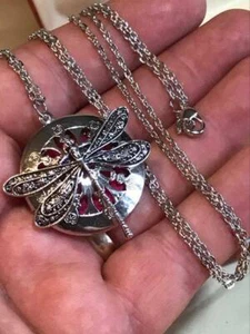 Aromatherapy Pendant Art Nouveau Style Dragonfly Locket & Necklace - Picture 1 of 13