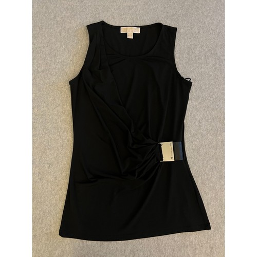 Michael Kors Mini Abito Donna S Senza Maniche Finto Twist Cintura Dettaglio Nero