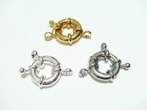 1pz chiusura anello a molla in ottone con anelli di congiunzione 15mm - Foto 1 di 4