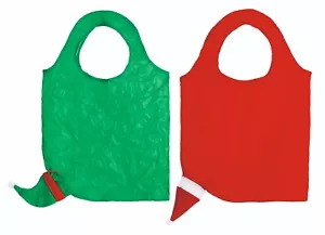 Sacchetti shopping riutilizzabili pieghevoli natalizi pieghevoli a cappello di Babbo Natale o cappello elfo NUOVI - Foto 1 di 3