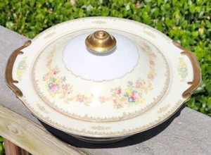 VTG 10.25" COVERED VEGETABLE BOWL~SDS JAPAN FLORAL SCROLL GOLD RIM FOOTED GILT - Picture 1 of 19
