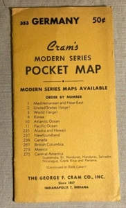 GERMANY, CRAM`S MODERN SERIES POCKET MAP. 1955 # 353 - Picture 1 of 5